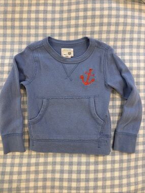 Crewcuts Light Blue Sweatshirt with Red Anchor Appliqué